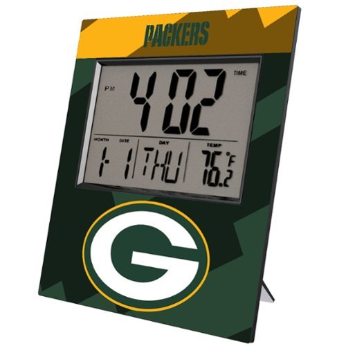 Keyscaper - Green Bay Packers Color Block Digital Desk Clock - Multicolor-Front_Standard 