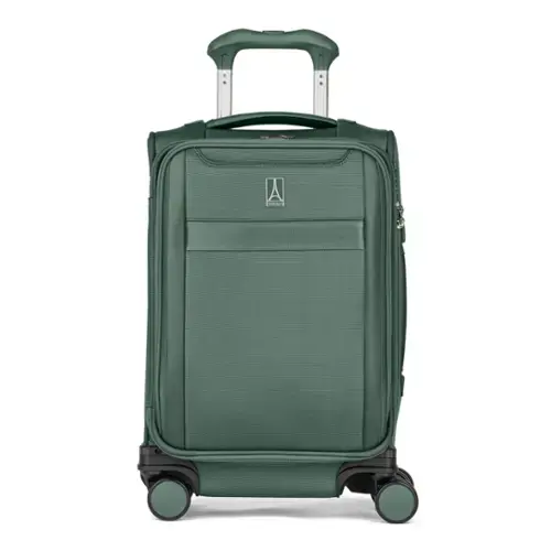 Front. Travelpro - Versapack + Lightweight Softside Expandable 20" Carry On Spinner - Desert Sage.