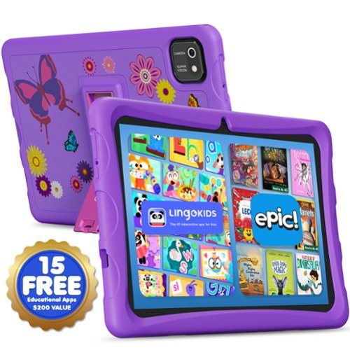 Contixo - K103 10 in. Kids Tablet Android 13, 32GB with Epic! and Lingokids, includes Kid-Proof Case with Kickstand - Purple-Front_Standard 