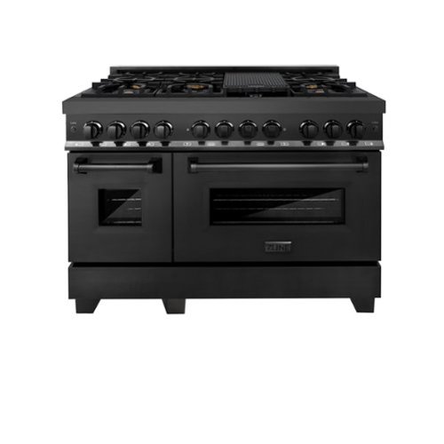 ZLINE - 48" Legacy Dual Fuel Range w/ 6 Brass Burners & 2 Ovens in Black Stainless Steel (RAB-BR-48) - Multicolor-Front_Standard 
