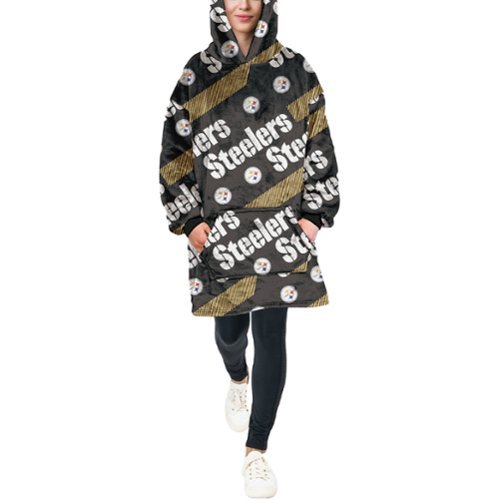 Pegasus - Pittsburgh Steelers 60" x 80" Repeat Logo Hoodie Bloncho - Multicolor-Front_Standard 