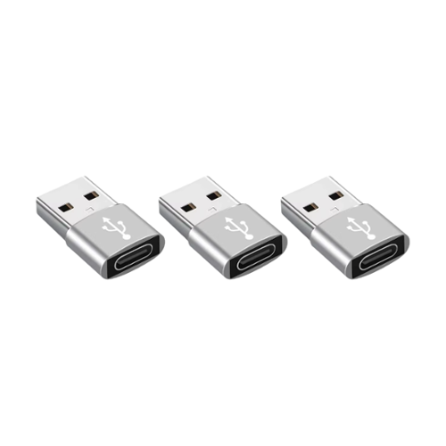 Qixxronics - Usb To Usb C Adapter 3 Pack,Usb To Usbc-C Adapter,Usb To C Adapter,Usbc To Usb - Silver-Front_Standard 