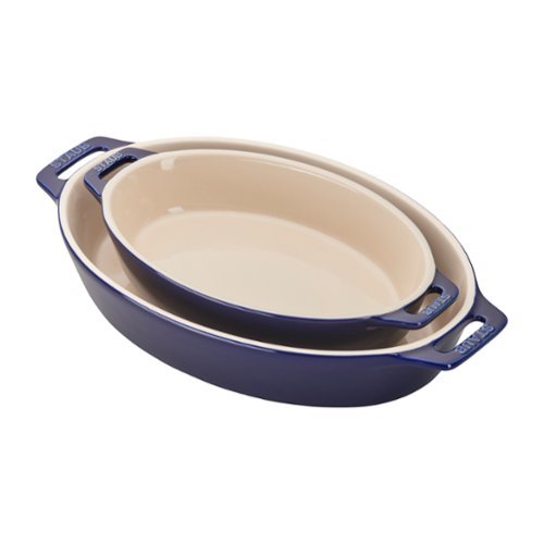 Staub - Ceramic 2-pc Oval Baking Dish Set - Dark Blue-Front_Standard 