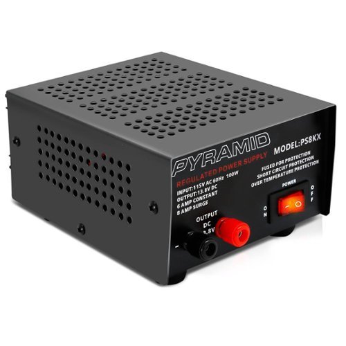 Pyramid - Universal Compact Bench Power Supply - 6 Amp Linear Regulated Home Lab Benchtop AC-to-DC 12V Converter w/ 13.8 V - Black-Front_Standard 