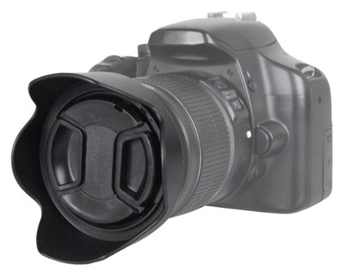 Bower - Pro Series Tulip Lens Hood and Lens Cap for Most 58mm Lenses - Black