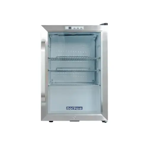 Front. Magic Chef - 2.5 cu. ft. Countertop Beverage Cooler Merchandiser in Stainless Steel - Stainless Steel.