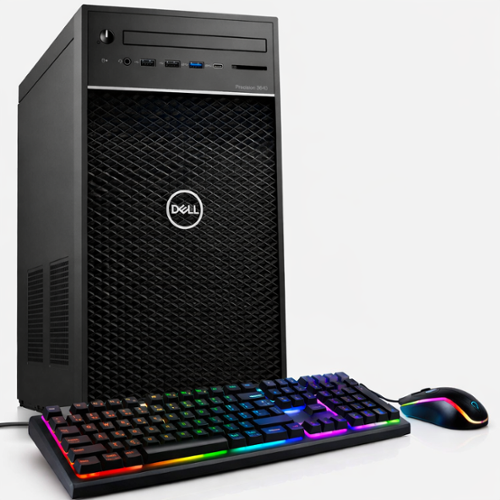 Dell - Refurbished Excellent - Precision WorkStation 3640 Desktop Tower PC Intel Core i7-10th 32GB RAM, 1TB NVMe NVIDIA P2000 Win 11 Pro RGB KB & Mouse-Front_Standard 