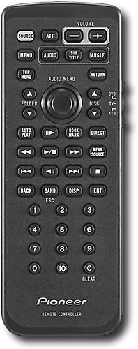 Remote for Pioneer Decks AVH-P4900DVD and AVIC-D3 In-Dash Decks - Black