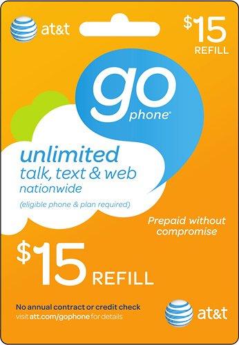  AT&amp;T GoPhone - $15 Prepaid Wireless Airtime Card - Multi