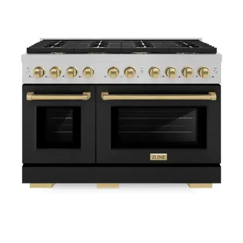 Front. ZLINE - ZLINE Autograph 48 in. Paramount Gas Range with Bronze Accents (SGRSZ-BLM-48-CB) - Black.