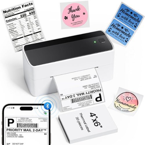 Phomemo - PM241BT Bluetooth Thermal label printer thermal 4x6 Printer for Small Business Labels Printers - Black and White-Front_Standard 
