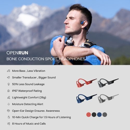 Shokz OpenRun Bone Conduction Open-Ear Endurance Headphones (USB-Charging) - Blue BUY ONLINE