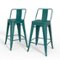 Simpli Home - Rayne Metal Counter Height Stool (Set of 2) - Teal Blue-Front_Standard