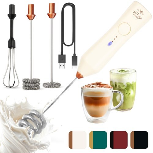 Zulay Kitchen - Rechargeable Milk Frother - Dynamic - 3 Speeds, 3 Whisk Attachments, 500 mAh USB Charging - Cream Copper-Front_Standard 