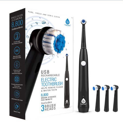 Pursonic - USB Rechargeable Electric Rotary Toothbrush - Black-Front_Standard 
