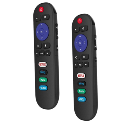 Stock Preferred - 2-Pack Universal Remote Control for All Roku Smart TVs - Black-Front_Standard 