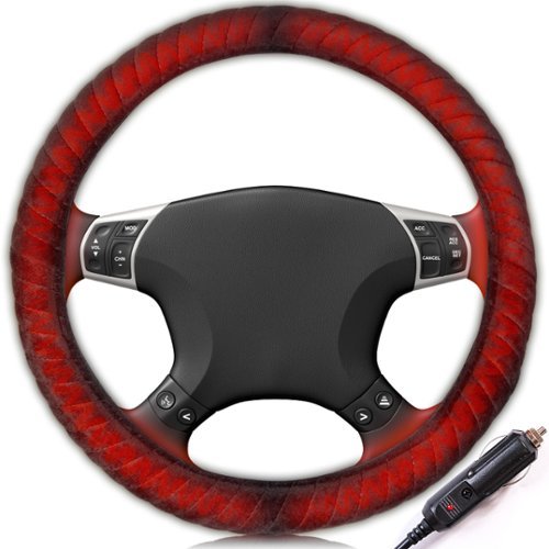 Empire DigiLabs - Car Heated Steering Wheel Cover 12v Vehicle Hand Warmer Protector Rapid Heating Universal Fit Wheels For - 1 Warming Cover-Front_Standard 
