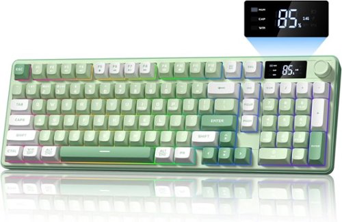 Womier - DK98 PRO 98% Gaming Keyboard,Wireless Membrane Creamy Keyboard with Media Knob & Screen - Green-Front_Standard 