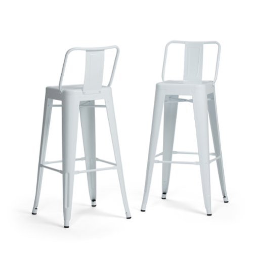 Simpli Home - Rayne 30 inch Metal Bar Stool (Set of 2) - White-Front_Standard 