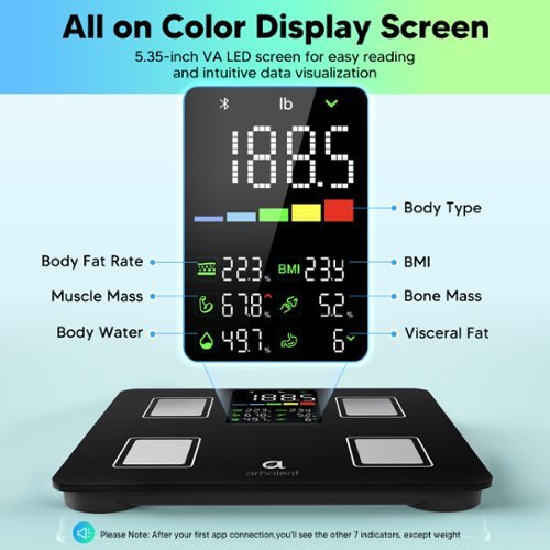 Arboleaf  Smart Scale, 14 Body Composition Metrics, App Sync, Accurate Weighing Machine,  FSA or HSA eligible - Black WORLDWIDE DELIVERY