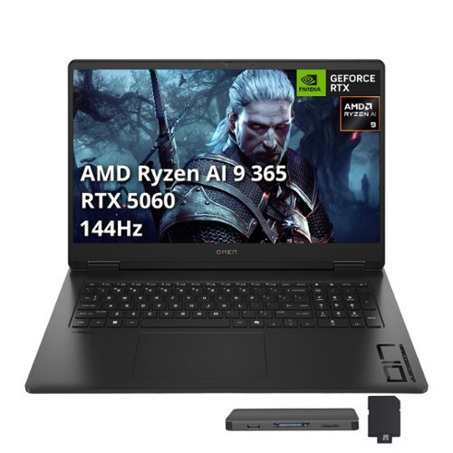HP - Omen 17 17.3" FHD Gaming Laptop,Ryzen AI 9 365,64GB DDR5,4TB SSD+1TB Dock Set,GeForce RTX 5060,Win 11 Pro - Black-Front_Standard 