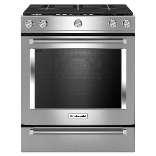 KitchenAid - 5.8 Cu. Ft. Self-Cleaning Slide-In Gas Convection Range - Stainless Steel-Front_Standard 