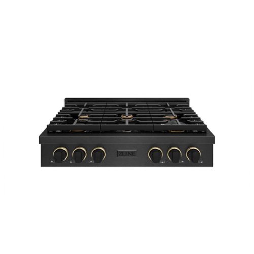 ZLINE - Designer 36 in. 6 Burner Paramount Gas Rangetop in Black Satin Steel with Black and Bronze Accents (SRTBSZ-36-MBCB) - Black Satin Stainless Steel