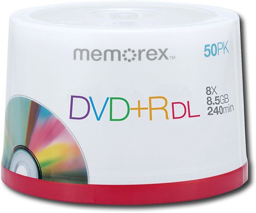  Memorex - 50-Pack 8x DVD+R DL Double-Layer Disc Spindle - White