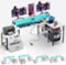 GTPlayer - LED Gaming Desk L-Shaped with Power Outlet Computer Desk - BlackWhite-Front_Standard