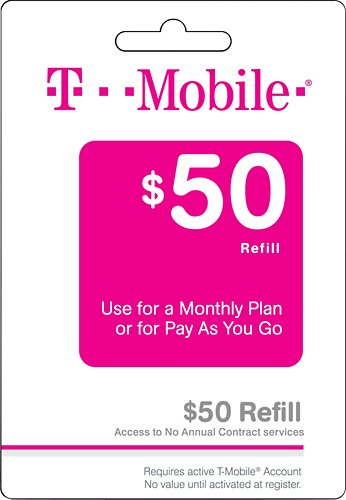  T-Mobile - $50 Refill Card - White
