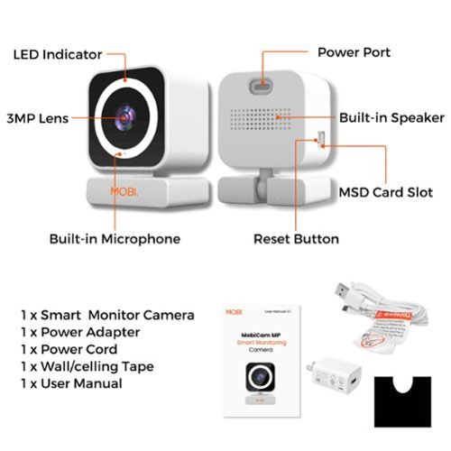 MOBI Cam MP Smart Baby & Nursery Monitoring Camera, Indoor Security Camera w/ Dual Band WiFi, Night Vision & BLE Connectivity - White HOW TO BUY