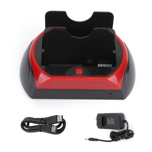 Topteng - Dual-Bay Hard Drive Dock for IDE & SATA - USB 2.0, Reads 2.5”/3.5” HDD/SSD, with One-Touch Backup-Front_Standard 