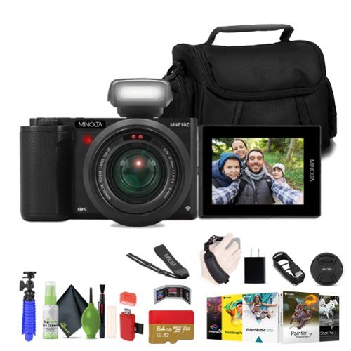 Bundle Minolta 72MP Camera w/10x Optical Zoom, Black Black