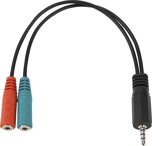  Dynex™ - 3.5mm Headphone and Microphone Plug Adapter - Black