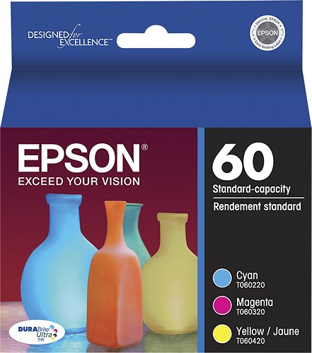  Epson - 60 3-Pack Ink Cartridges - Cyan/Magenta/Yellow