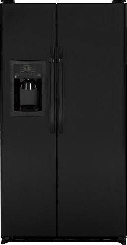  GE - 25.3 Cu. Ft. Side-by-Side Refrigerator with Thru-the-Door Ice and Water - Black