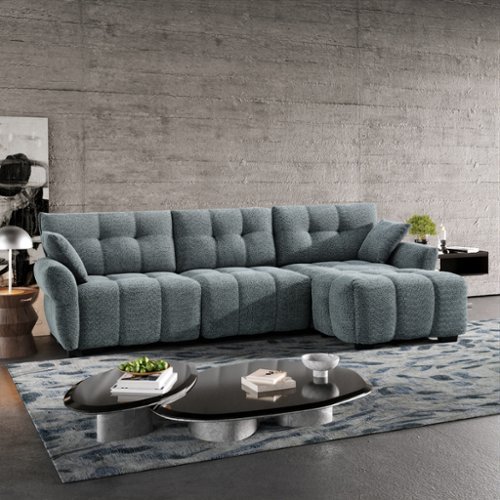 Homsee - Modern L-Shaped Sectional Sofa Couch  4-Seater Living Room Furniture Comfortable Cushions Durable Wood Frame - Gray-Front_Standard 