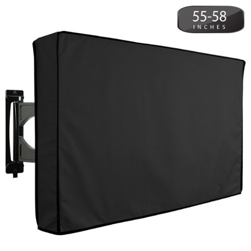 KHOMO GEAR - Outdoor TV Cover 55" x 58" – Weatherproof Protector for Flat Screen TVs - Black-Front_Standard 