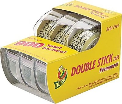 Duck - 1/2" x 8 1/3 yds. Permanent Double Stick Tape, 3/Pack - Clear
