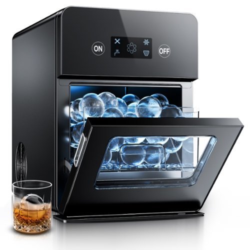 Euhomy - Commercial Sphere Ice Ball Maker - 150 Pcs/Day Output with Self-Cleaning, Perfect for Whiskey & Premium Drinks - Black-Front_Standard 