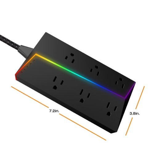 Titan 6 Outlet 1500 Joules Surge Protector Strip with ColorChanging LED - Black WORLDWIDE DELIVERY