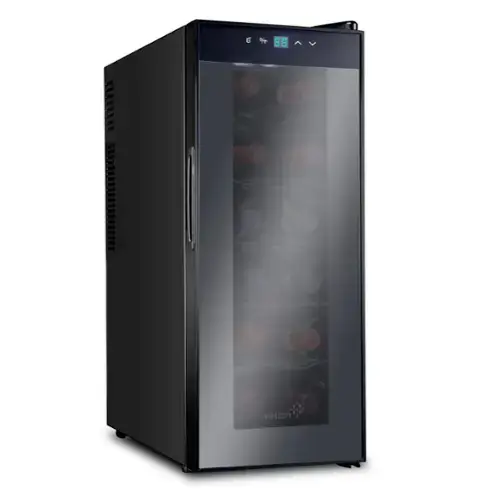 Front. Ivation - 12 Bottle Thermoelectric Wine Cooler, Quiet Freestanding Wine Fridge, Black - Black.