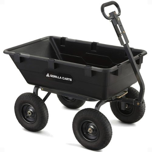 Gorilla Carts - Poly Garden Dump Cart Camping Beach Wagon, 1200 Pound Capacity - Black-Front_Standard 