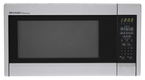  Sharp - 1.3 Cu. Ft. Mid-Size Microwave - Black/Stainless-Steel