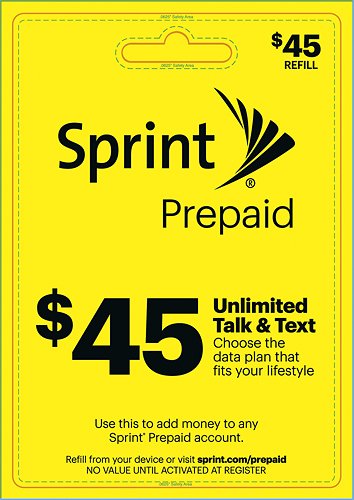 Sprint - $45 Top-Up Prepaid Card - Yellow-Front_Standard 
