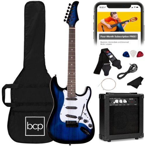 Best Choice Products - 39in Full Size Beginner Electric Guitar Kit with Case, Strap, Amp, Whammy Bar - Hollywood Blue-Front_Standard 