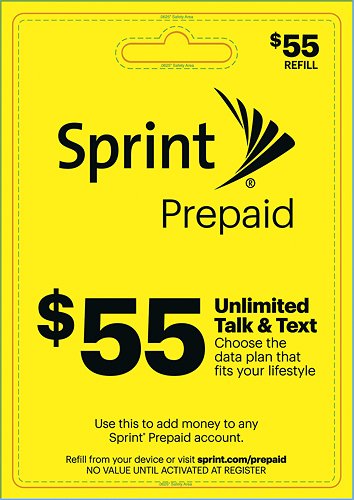 Sprint Prepaid - $55 Top-Up Prepaid Card - Yellow