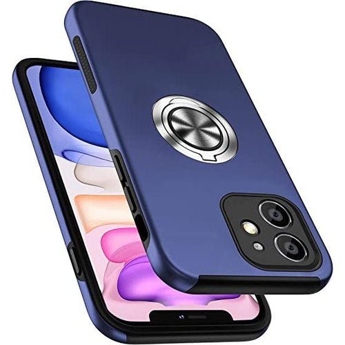 Entronix - iPhone 11 Case with 360º Circular Ring Gripstand for Enhanced Protection - Navy-Front_Standard 