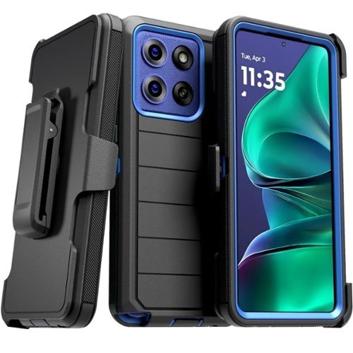 RomeTech - Defender Case for Motorola G Stylus 5G (2025) - Black / Blue-Front_Standard 