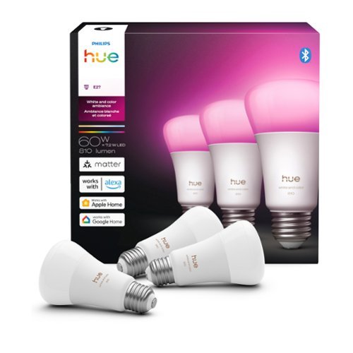 Philips - Hue Smart A19 60W Bulb (3-Pack) - White